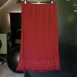Red Crinkle Skirt w/ Fringe
